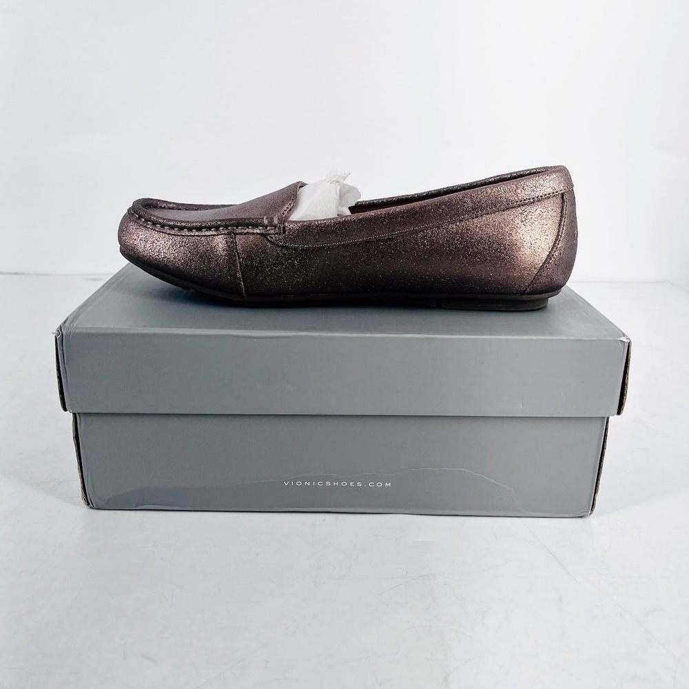 Vionic Debbie Metallic Gold Bronze Leather Loafers Driving Mocs Womens 9 US